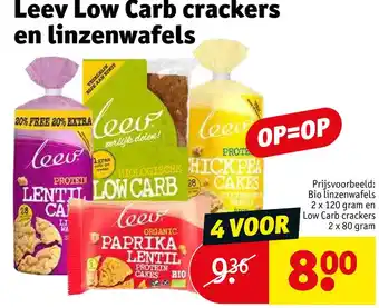 Kruidvat Leev low carb crackers en linzenwafels aanbieding