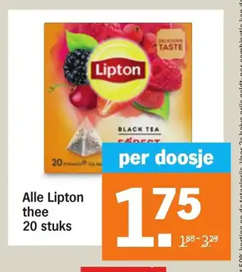 Albert Heijn Alle Lipton thee 20 stuks aanbieding