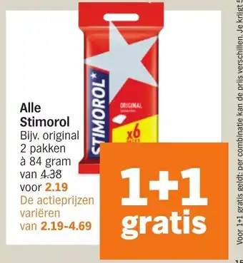 Albert Heijn Alle Stimorol 84 gram 1+1 gratis aanbieding