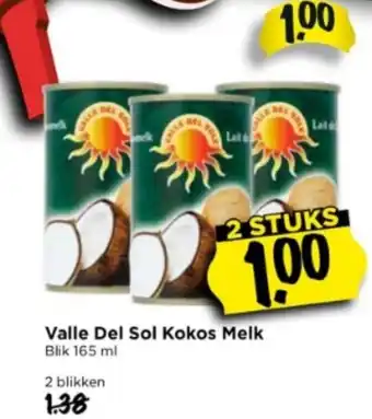 Vomar Voordeelmarkt Valle Del Sol Kokos Melk 165 ml aanbieding