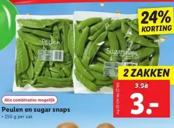 Lidl Peulen en sugar snaps • 250 g per zak aanbieding