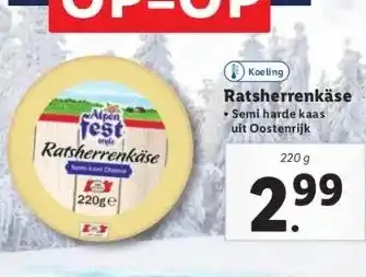 Lidl Koeling ratsherrenkäse semi harde kaas uit oostenrijk aanbieding