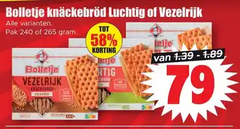 Dirk Bolletje knackebrod luchtig of vezelrijk 240g aanbieding