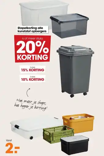 Kwantum Stapelkorting alle kunststof opbergers aanbieding