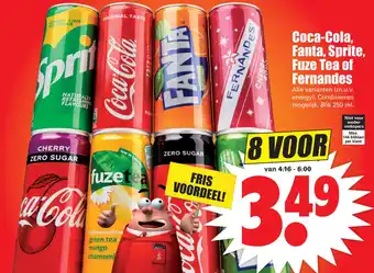 Dirk Coca-Cola, Fanta, Sprite, Fuze Tea of Fernandes 250 ml aanbieding