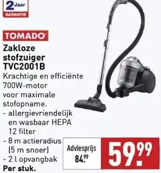 ALDI Zakloze stofzuiger tvc2001b aanbieding