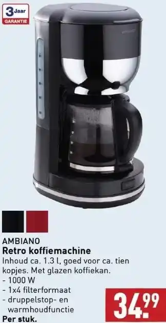 ALDI Ambiano retro koffiemachine aanbieding