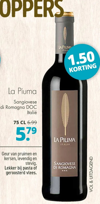 Mitra La piuma sangiovese di romagna doc aanbieding