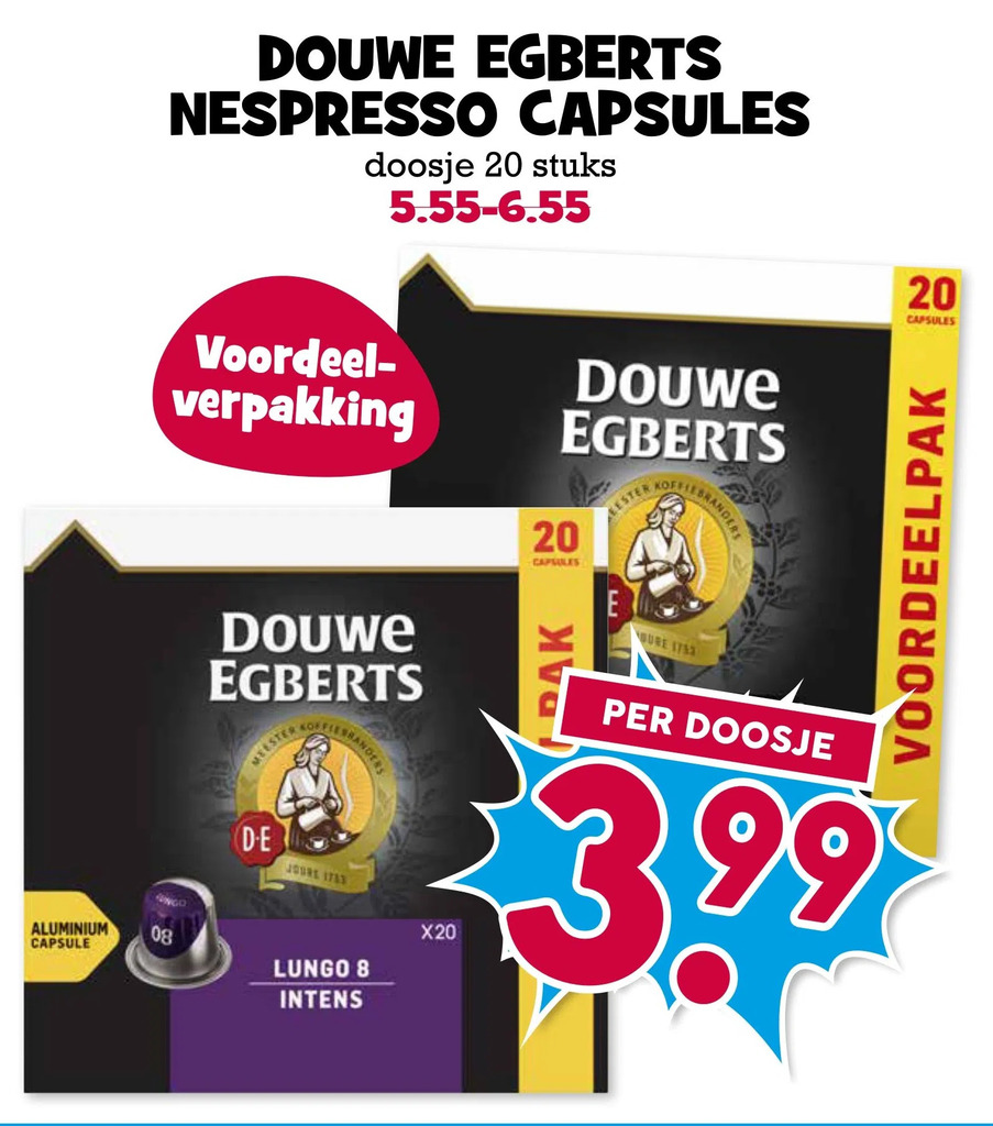 Douwe egberts nespresso capsules aanbieding bij Boon`s Markt