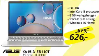 Obbink Asus' X415Ja-Eb110T 15,6" Notebook aanbieding