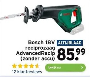 GAMMA Bosch 18v reciprozaag advanced recip (zonder accu) aanbieding