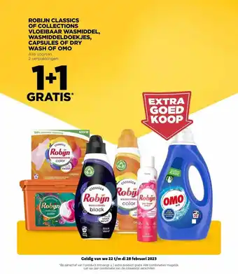 Jumbo Robijn classics of collections vloeibaar wasmiddel, wasmiddeldoekjes, capsules of dry wash of omo aanbieding