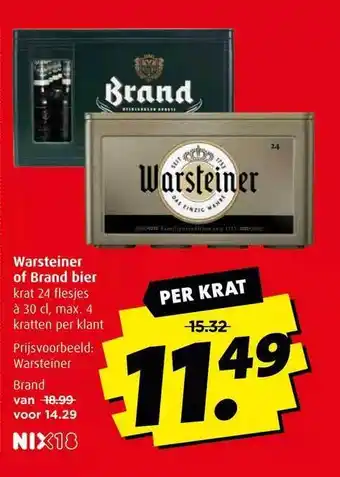 Boni Warsteiner of brand bier aanbieding