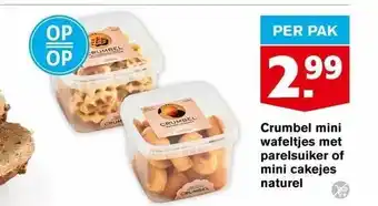 Hoogvliet Crumbel mini wafeltjes met parelsuiker of mini cakejes naturel aanbieding