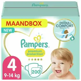 Babydrogist Pampers premium protection - maat 4 - maandbox- 200 luiers aanbieding