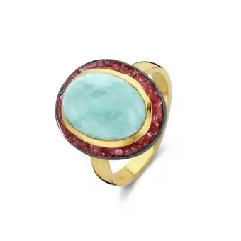 Siebel Juweliers Salvatore plata sterling zilveren goud vergulde ring met jade steen 163s0277 aanbieding