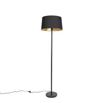 Lampenlicht.nl Moderne vloerlamp zwart met zwarte kap 45 cm - simplo aanbieding