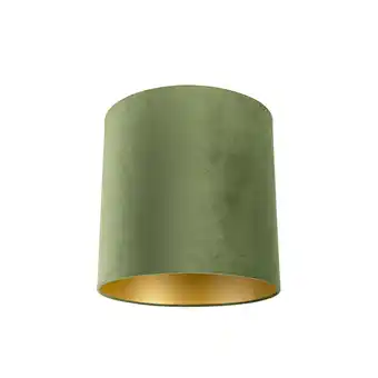 Lampenlicht.nl Velours lampenkap groen 40/40/40 met gouden binnenkant aanbieding