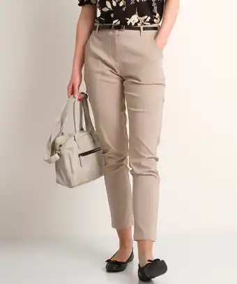 terStal Dames uni pantalon met riem beige in maat aanbieding