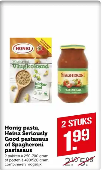 Coop Honig pasta helnz seriously good pastassaus of spagheronipastasaus aanbieding