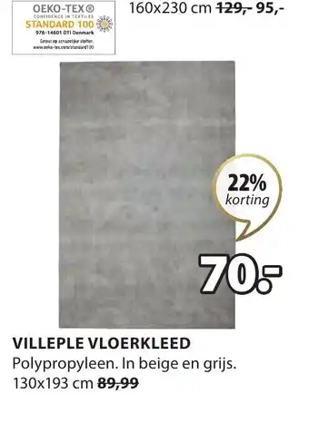 Jysk Villeple Vloerkleed 130x193 cm aanbieding