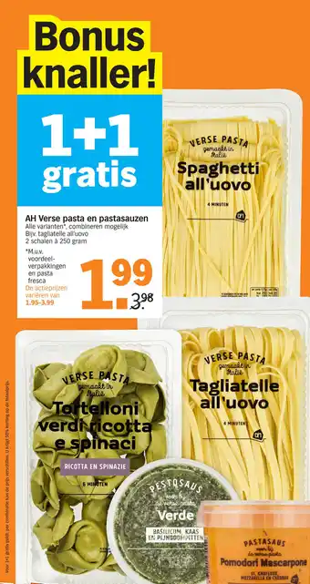 Albert Heijn AH Verse pasta en pastasauzen aanbieding