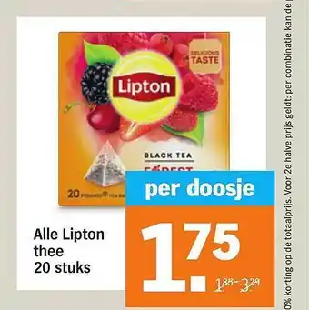 Albert Heijn Alle lipton thee 20 stuks aanbieding