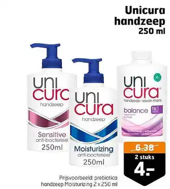 Trekpleister Unicura handzeep 250 ml aanbieding