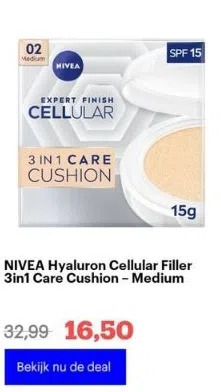 Bol.com Nivea hyaluron cellular filler 3in1 care cushion – medium aanbieding