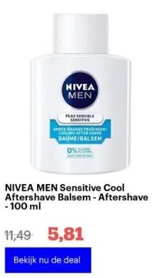 Bol.com Nivea men sensitive cool aftershave balsem - aftershave - 100 ml aanbieding