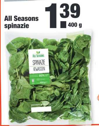 ALDI All Seasons spinazie aanbieding