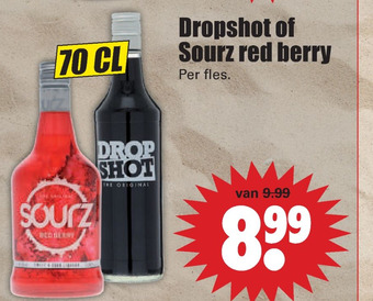 Dirk Dropshot of Sourz red berry aanbieding