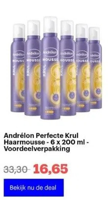 Bol.com Andrélon perfecte krul haarmousse - 6 x 200 ml - voordeelverpakking aanbieding