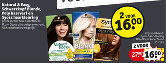 Kruidvat Natural & Easy, Schwarzkopf Blonde, Poly haarverf en Syoss haarkleuring aanbieding