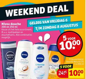 Kruidvat Nivea douche 200 en 250 ml aanbieding