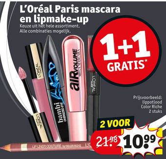 Kruidvat L'Oréal Paris mascara en lipmake-up aanbieding