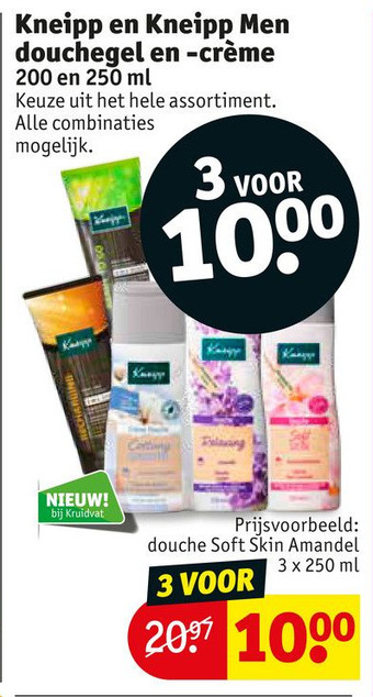 Kruidvat Kneipp en Kneipp Men douchegel en -crème aanbieding