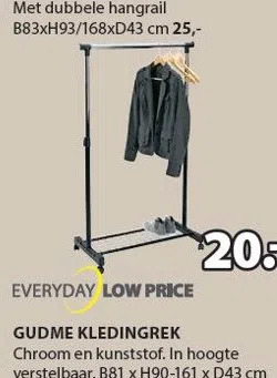 Jysk Gudme kledingrek aanbieding