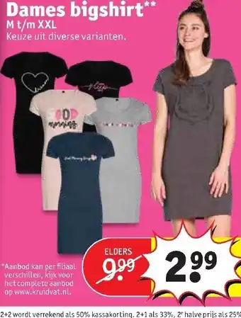 Kruidvat Dames bigshirt M-XXL aanbieding