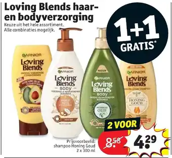 Kruidvat Loving Blends haar- en bodyverzorging 1+1 aanbieding