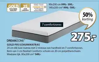 Jysk Dreamzone gold f95 schuimmatras aanbieding