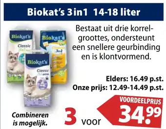 Huisdier Voordeelshop Biokat's 3in1 14-18 liter aanbieding