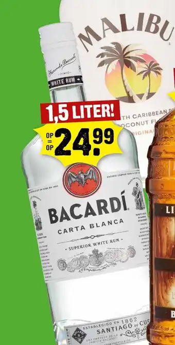 Dirck 3 Bacardi Carta Blanca 1,5 liter aanbieding