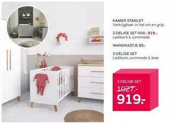 Prenatal Kamer stanley 2 delige set : ledikant & commode, wandkastje of 3 delige set : ledikant, commode & kast aanbieding