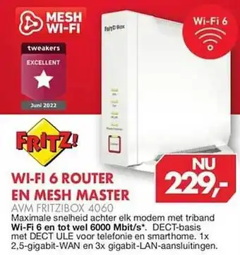 Vobis Fritz! wi-fi 6 router en mesh master avm fritz!box 4060 aanbieding