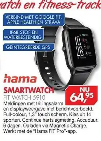 Vobis Hama smartwatch fit watch 5910 aanbieding