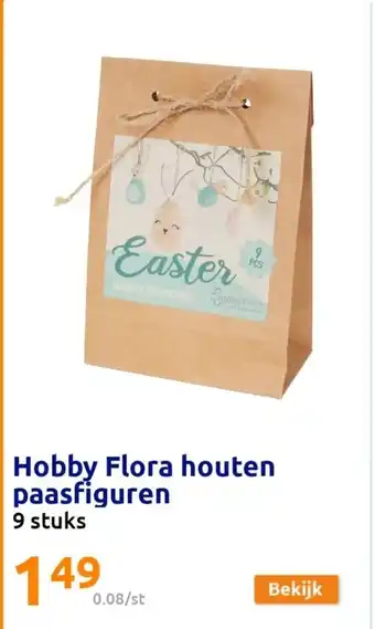 Action Hobby Flora houten paasfiguren 9 stuks aanbieding