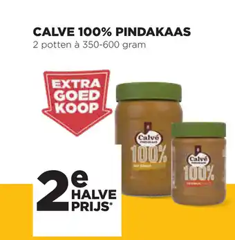 Jumbo Calve 100% Pindakaas 2 potten a 350-600 gram aanbieding