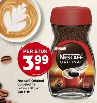 Hoogvliet Nescafe original oploskoffie 200g aanbieding