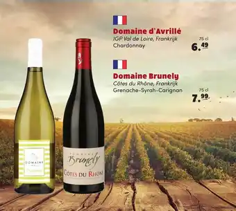 uw topSlijter Domaine d'avrillé chardonnay of domaine brunely grenache-syrah-carignan aanbieding